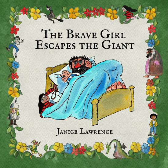 Video introduction to the Brave Girl Escapes the Giant,  featuring an illustration of rhe Brave Girl hiding beneath the giant’s bed and reaching under the giant’s pillow to retrieve the purse of gold.