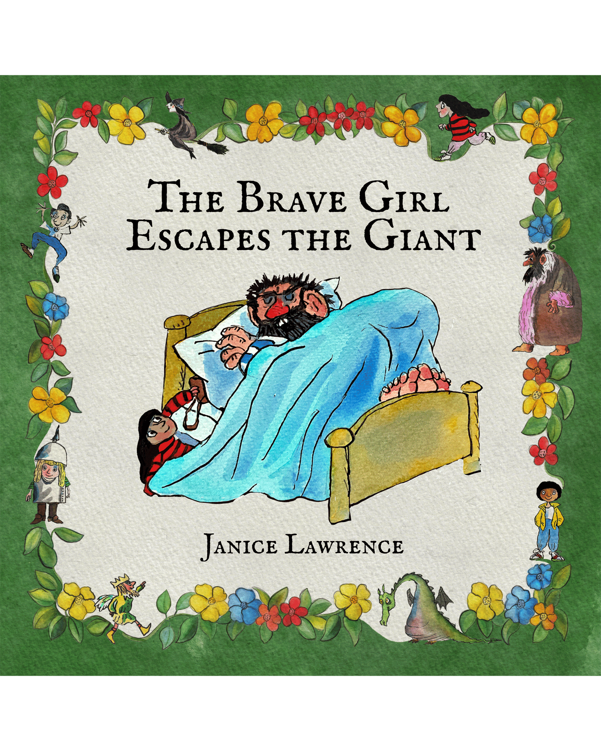 Video introduction to the Brave Girl Escapes the Giant,  featuring an illustration of rhe Brave Girl hiding beneath the giant’s bed and reaching under the giant’s pillow to retrieve the purse of gold.